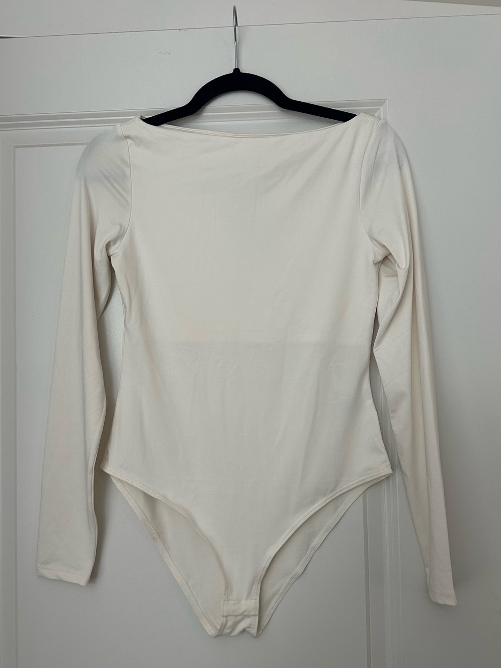 H&M Cream Long Sleeve Boat Neck Bodysuit